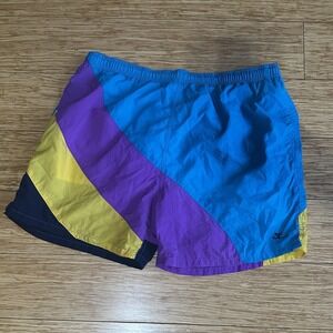 Vintage 70s 80s Hobie Surfing Mens Large Color Block Lined Shorts Swim Trunks